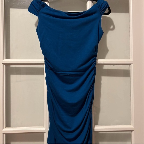 Reformation Vibrant Blue Off-Shoulder Mini Dress - Picture 3 of 5